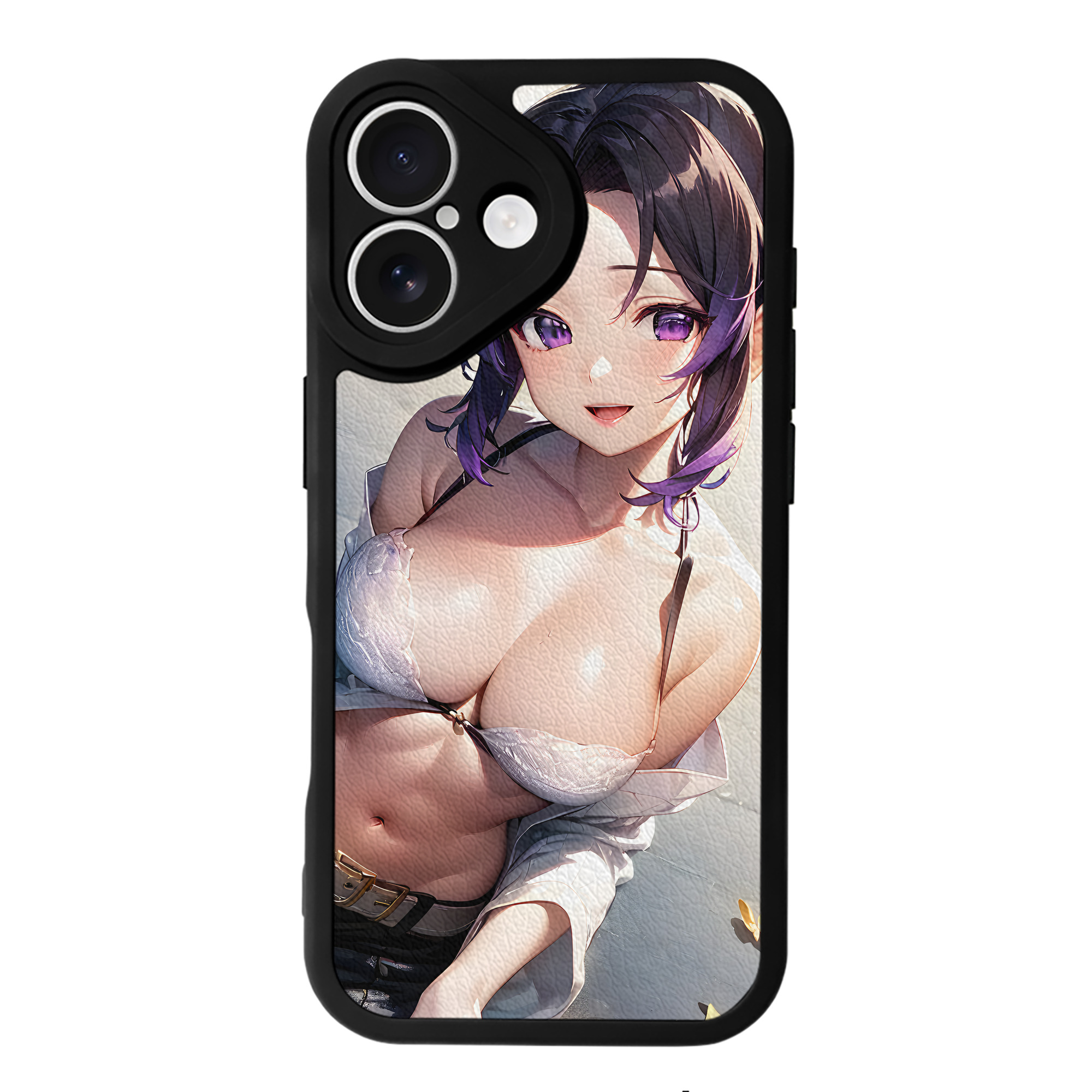 （画像用） 鬼滅の刃（きめつのやいば）蟲柱-胡蝶 しのぶ／こちょう しのぶ Kochou Shinobu 【iPhone 16シリーズ対応】シリコンスマホケース（レザー調） 材質：シリコン